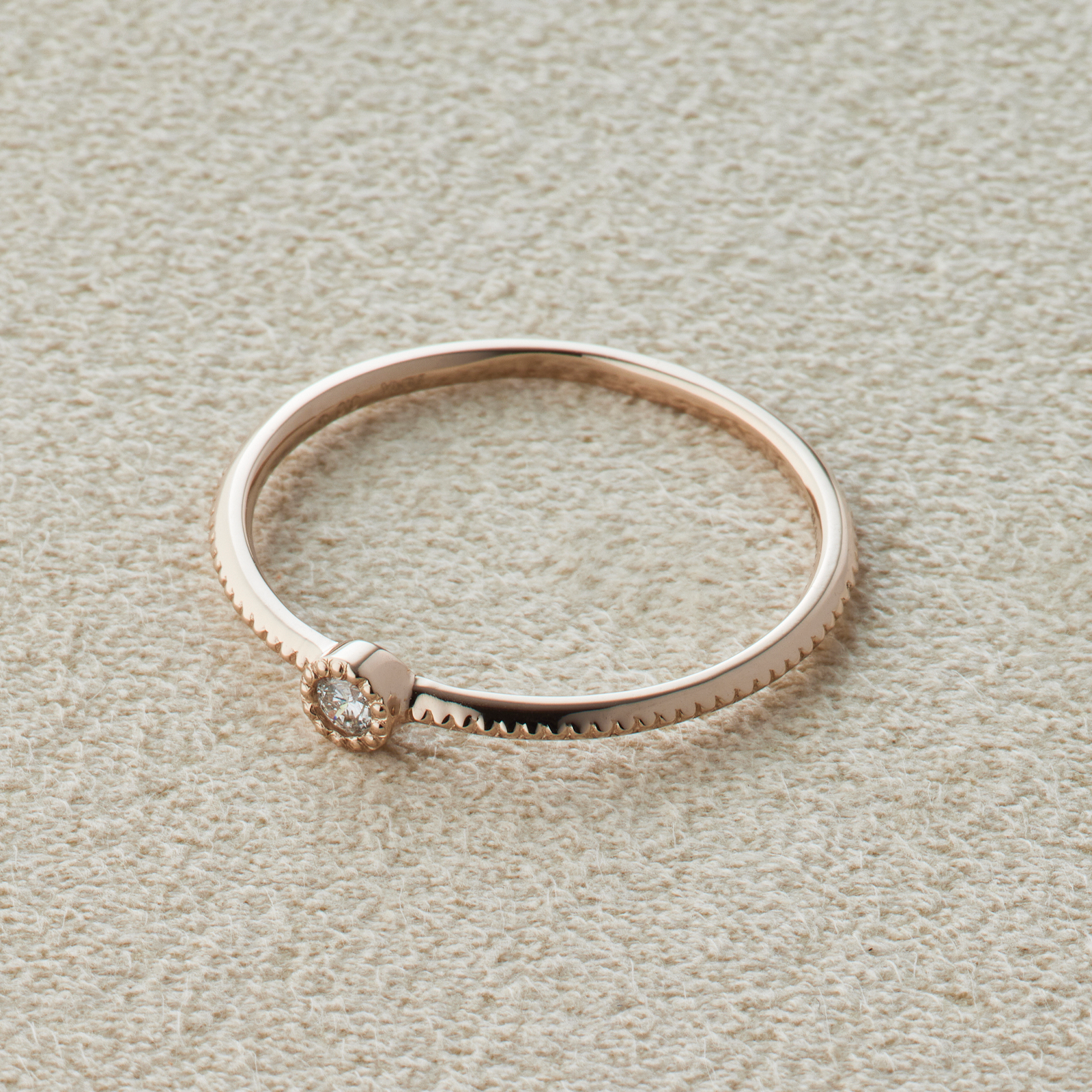 新作】ANNIVERSARY ダイヤ1粒ミル打ち-リング