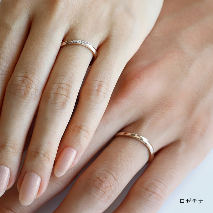 結婚指輪「YUTAKA」豊か　ロゼチナピンクゴールドリング着用画像