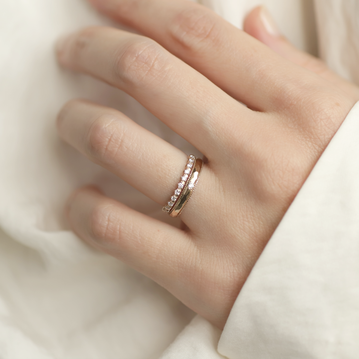 新作】ANNIVERSARY 11粒ダイヤハーフエタニティリング (即納)