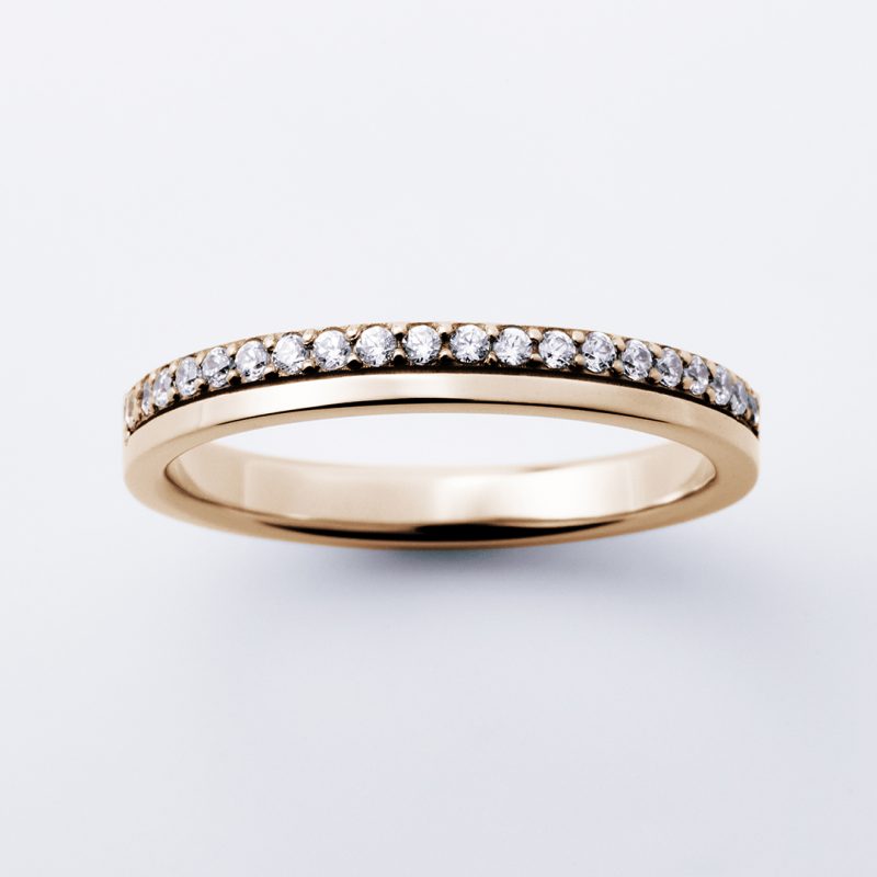 婚約指輪（エンゲージリング）AYUMUハーフエタニティリング　ロゼチナ（ローズプラチナピンクゴールド）ダイヤモンド　エタニティリング